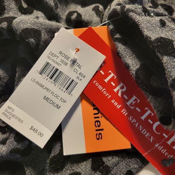 Cathy Daniels blouse Women's medium long sleeve ⚫️/ gray leopard print NWT - Picture 6 of 7